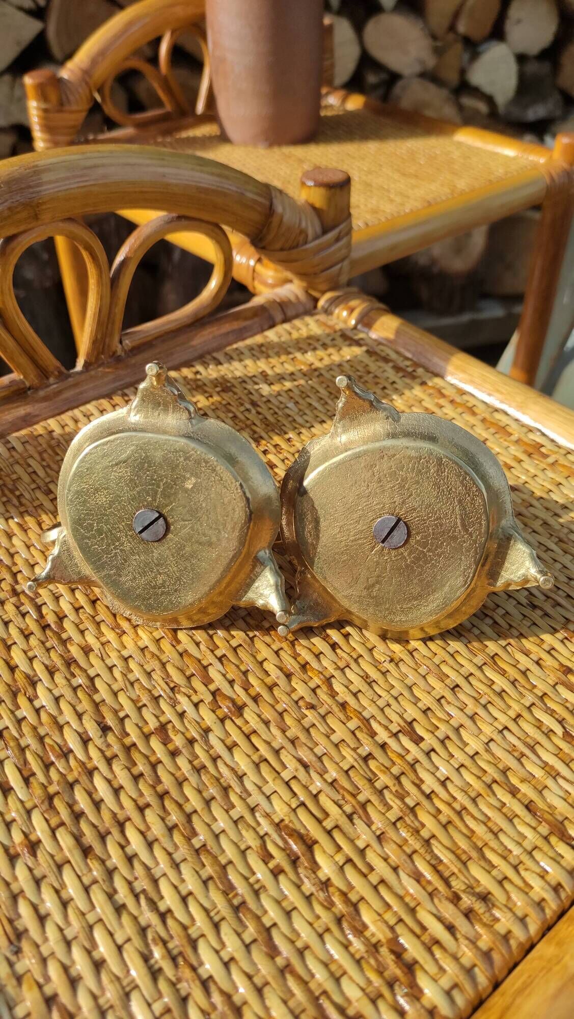 Pair of vintage solid brass candle holders