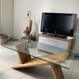 Table basse verre et chene