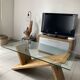 Table basse verre et chene