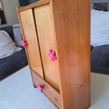 Pop doll toy wardrobe for children wooden furniture 1960 france for room decoration