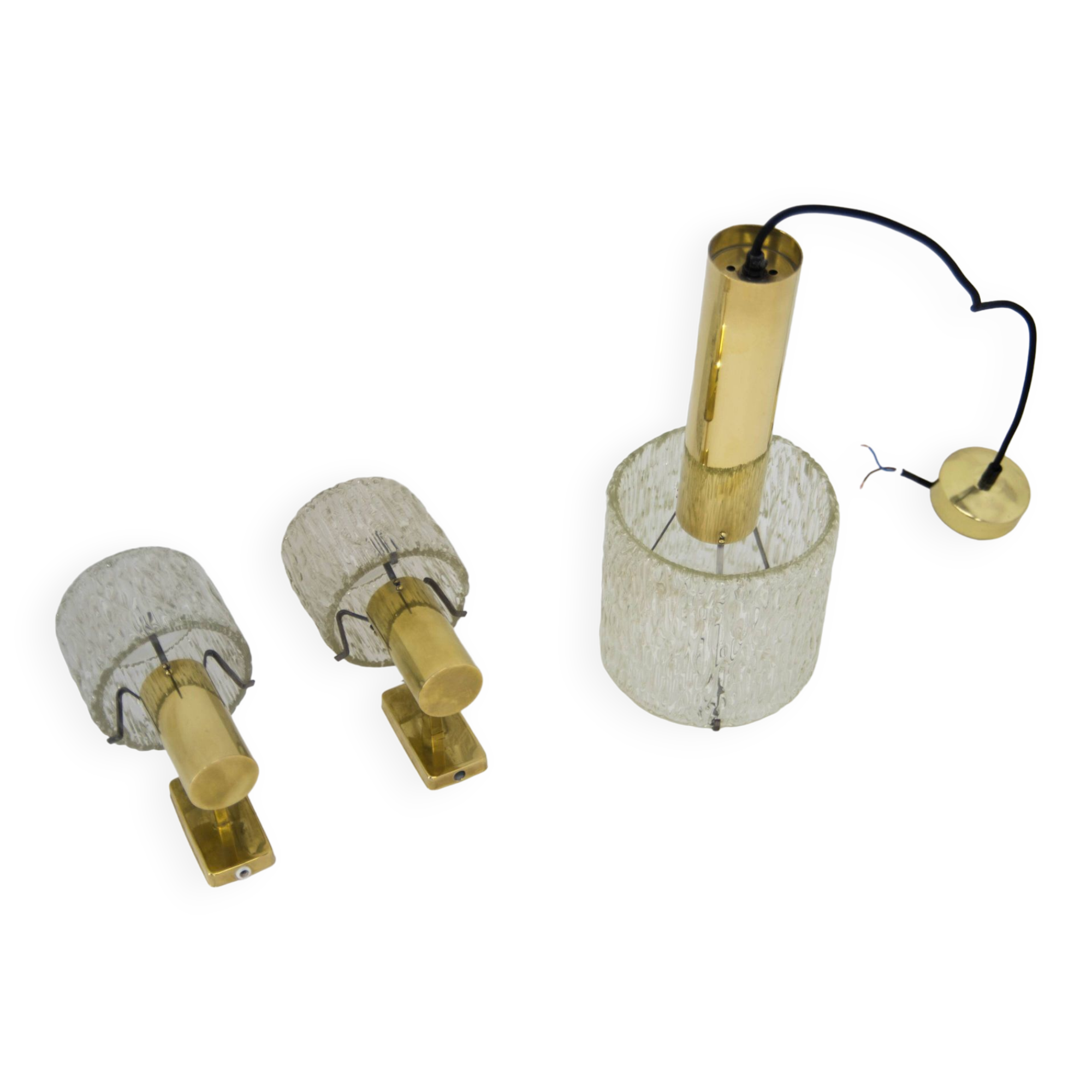 Set of pendant and two wall lights by fagerlund, 1950s