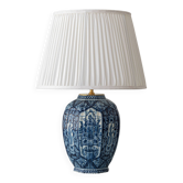 Vintage table lamp in blue and white ceramic from Delft, signed Makkum, hand-painted, 1950s