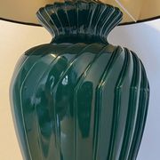 Green lacquered porcelain table lamp, Italy 70s