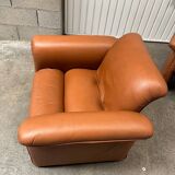 Pair of Italian designer leather armchairs