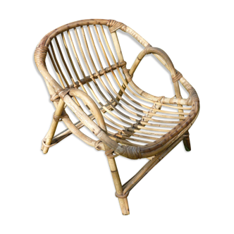 Fauteuil enfant en rotin et bambou
