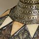 Vintage handcrafted lamp, pottery and silver-plated metal