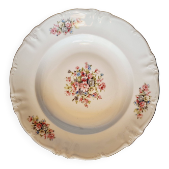 Grande Assiette Creuse en Porcelaine Allemande de Bavière Fleurs Multicolores