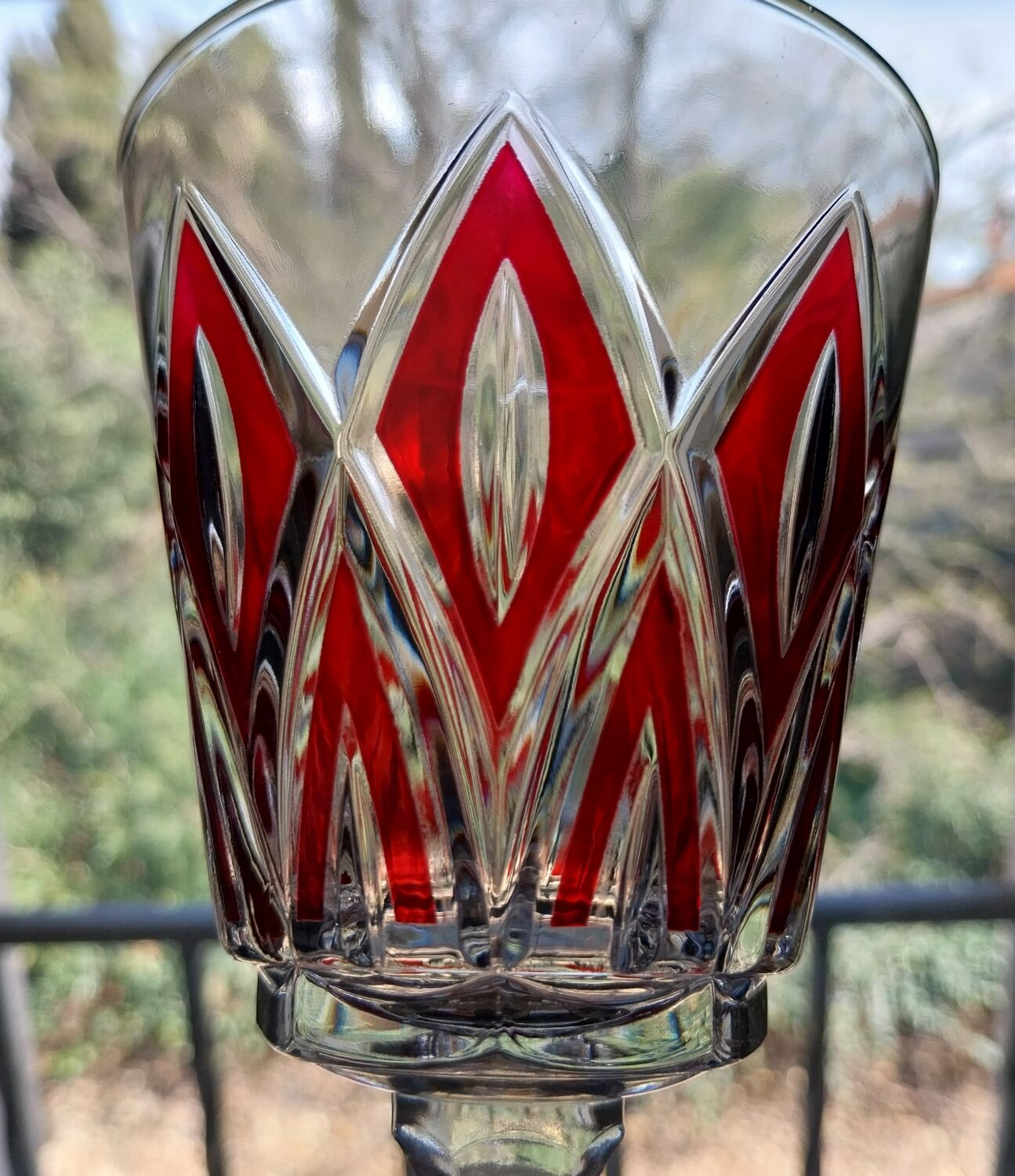 Vintage Arlequin crystal footed glasses