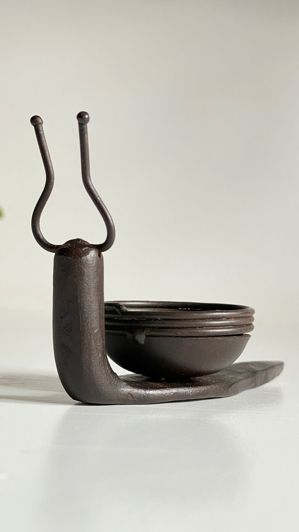 Brutalist escargot vintage candle holder