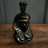 Black ceramic sphinx or pharaoh lamp 1980 brown lampshade