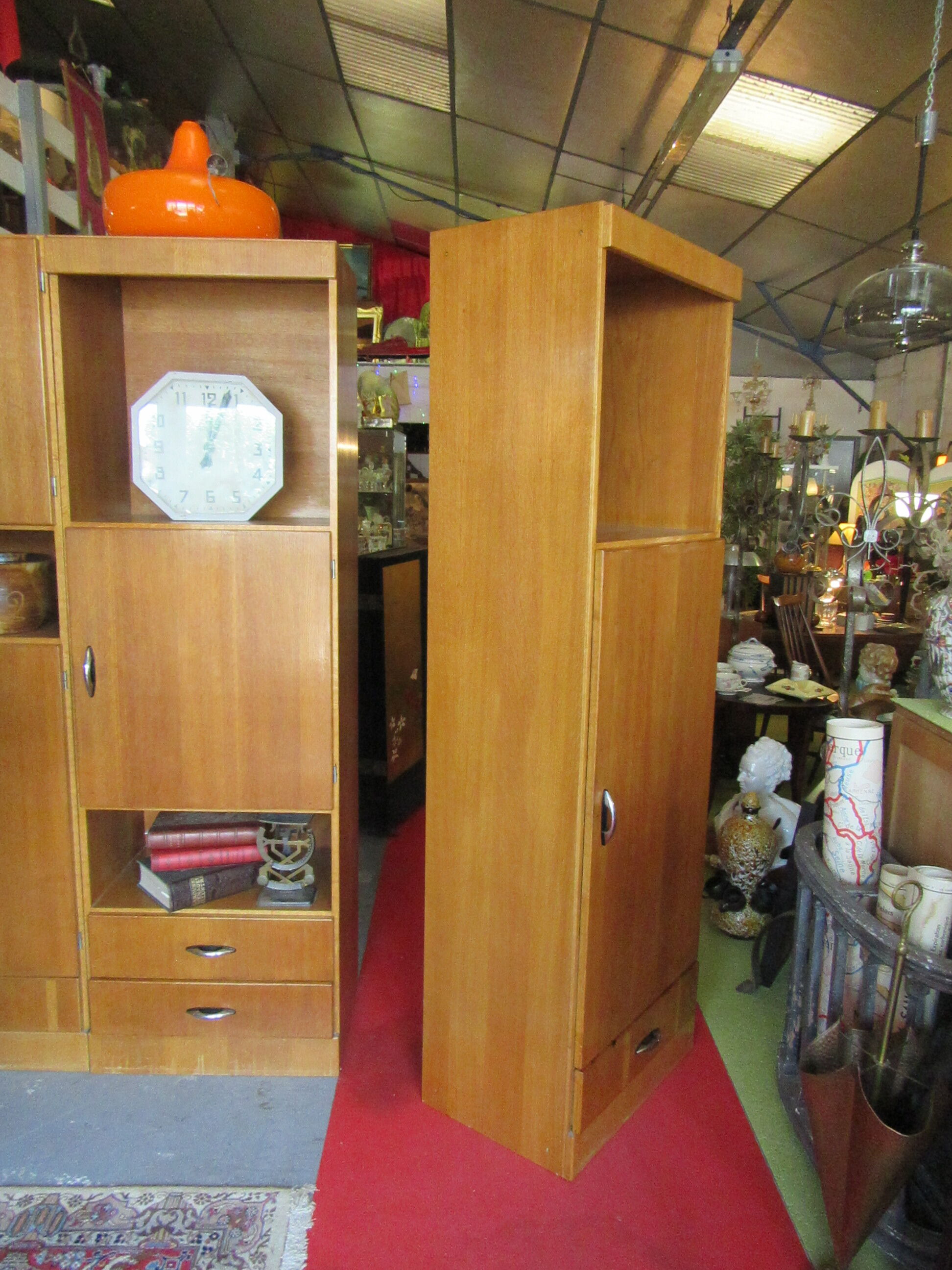 Meuble modulable de bureau ou de salon plaqué chêne des années 1960