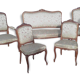 Louix XV show in walnut and silk brodees time 1880