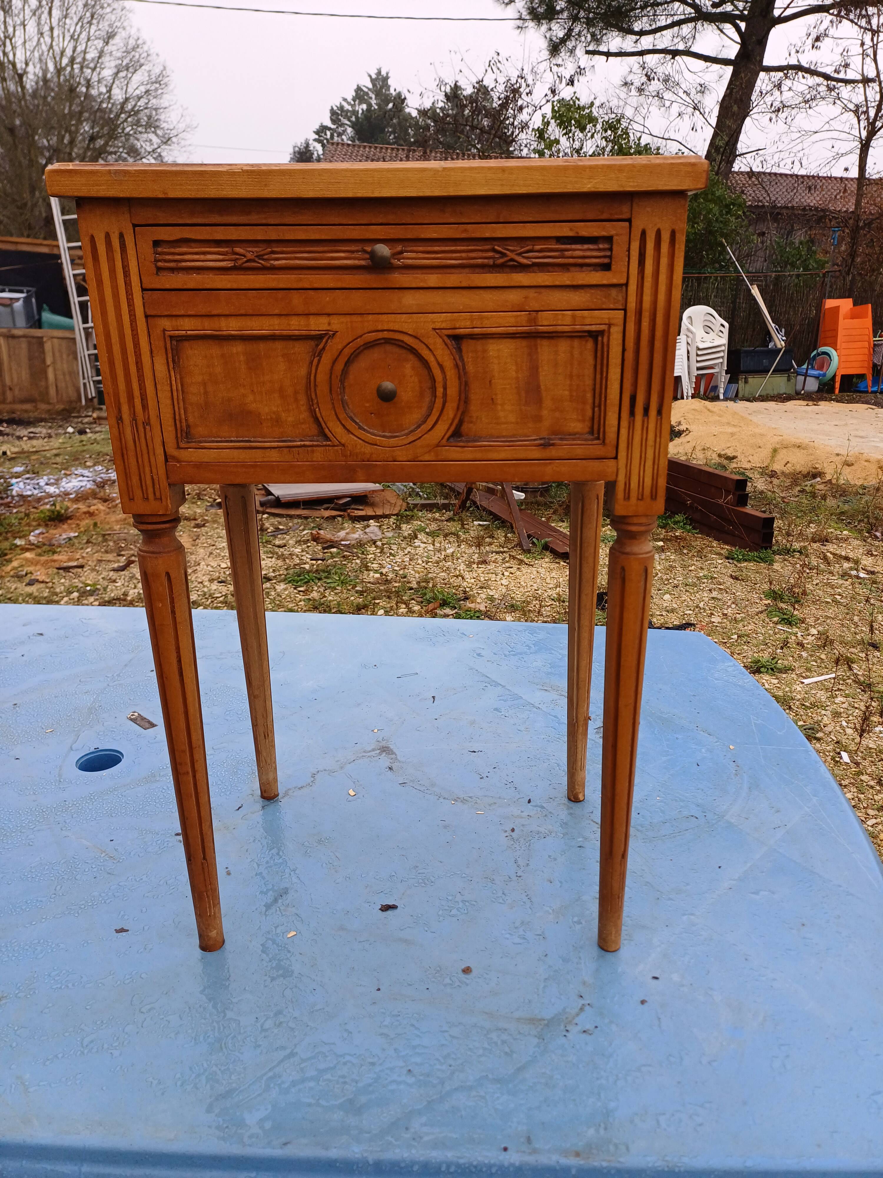 Nightstand 2 drawers walnut oak and burl walnut