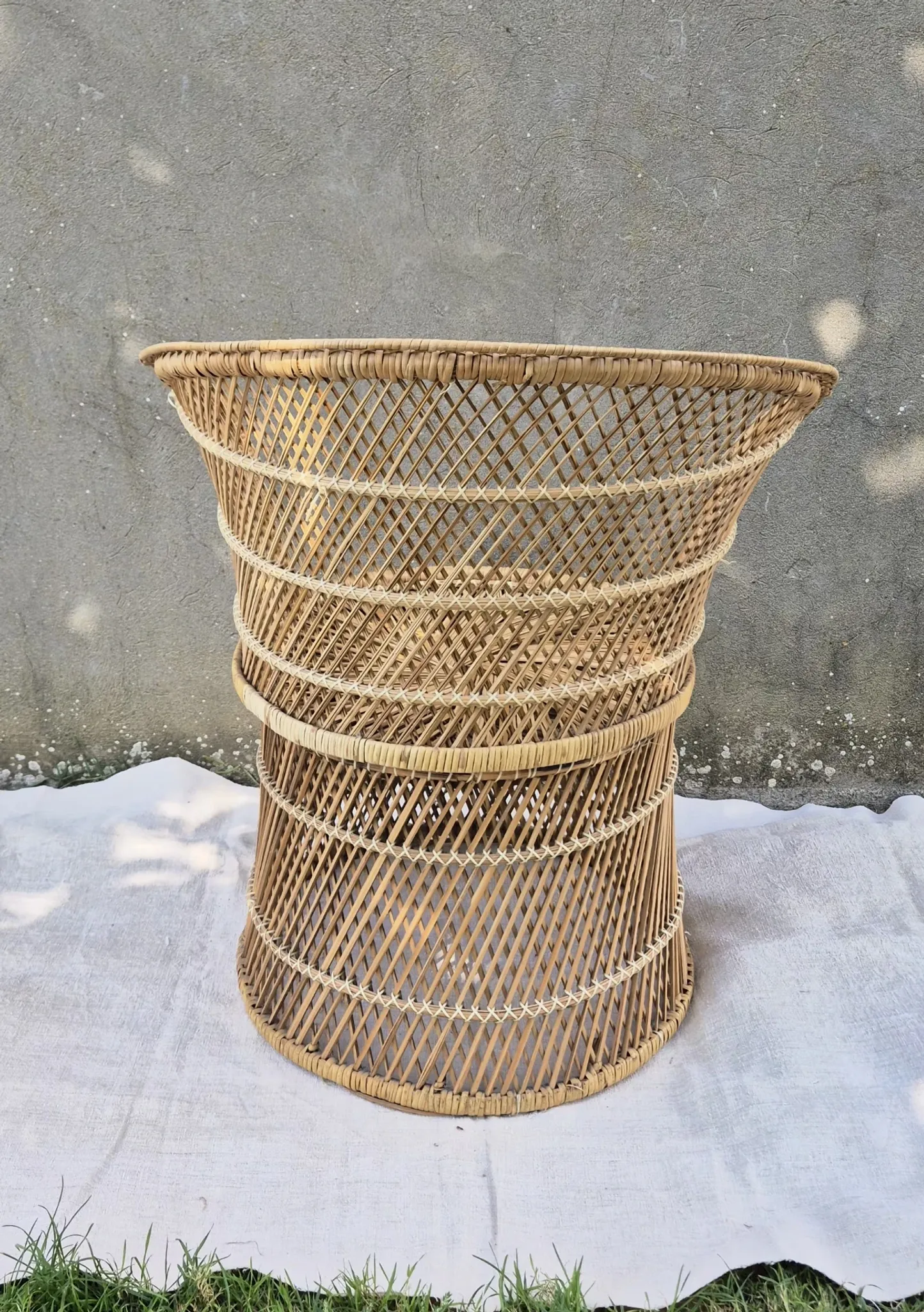 Vintage woven rattan/basket barrel chair