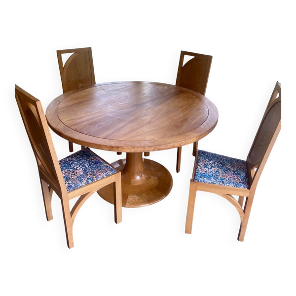 Ensemble table et chaise en orme desmarchelier
