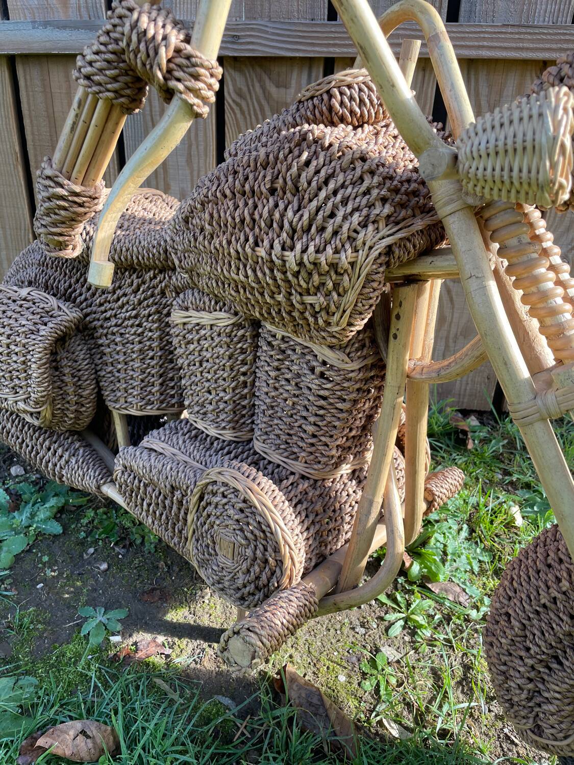 Harley Davidson wicker sculpture