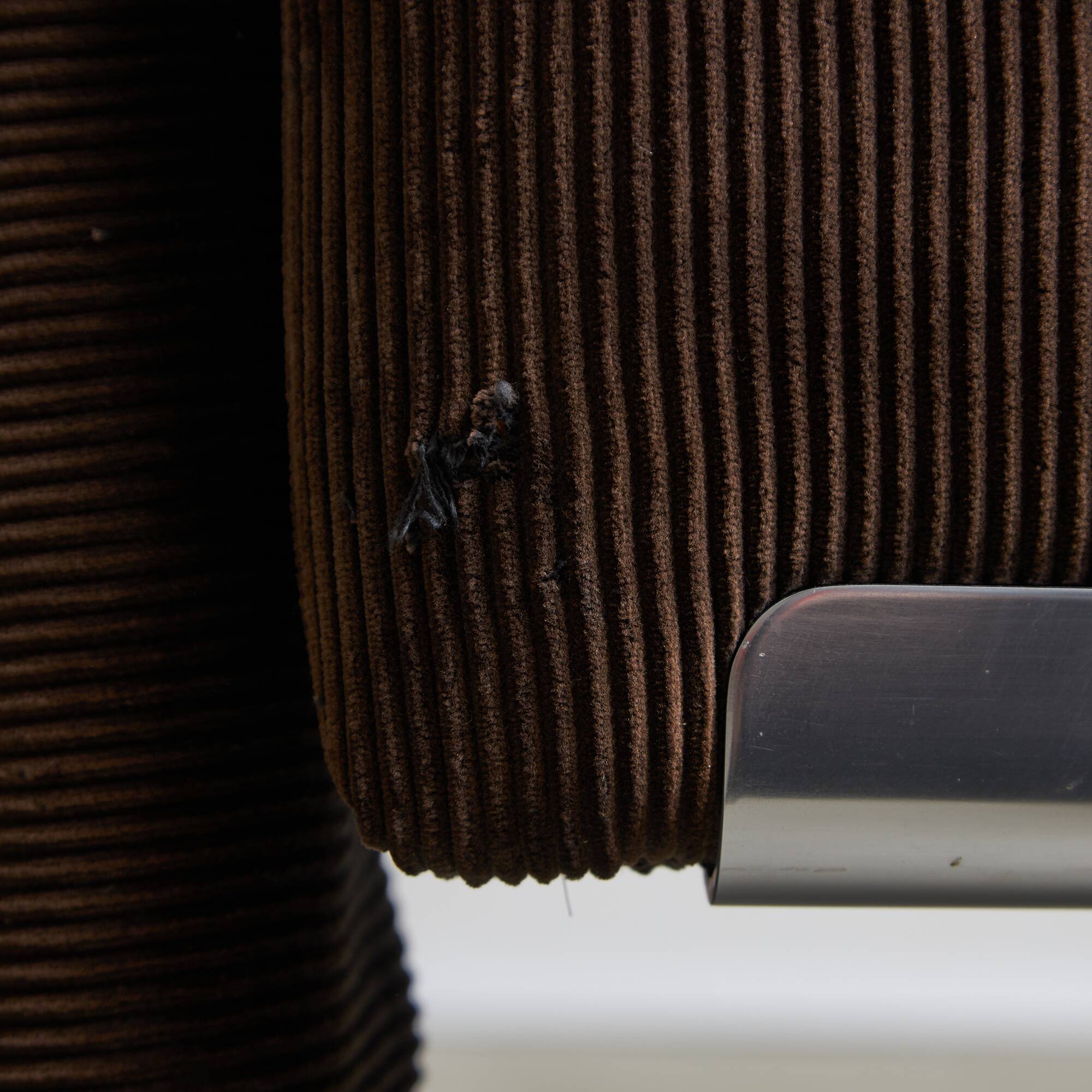 Italian Corduroy Chairs with Chrome Details by Luigi Saccardo, 1970s