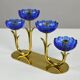 Bougeoirs en laiton massif et en verre artistique bleu cobalt par Gunnar Ander pour Ystad-Metall, Suède, années 1950.