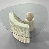 Vintage free-form stone marquetry coffee table, 1980s