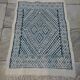 Berber carpet white and blue wool handmade