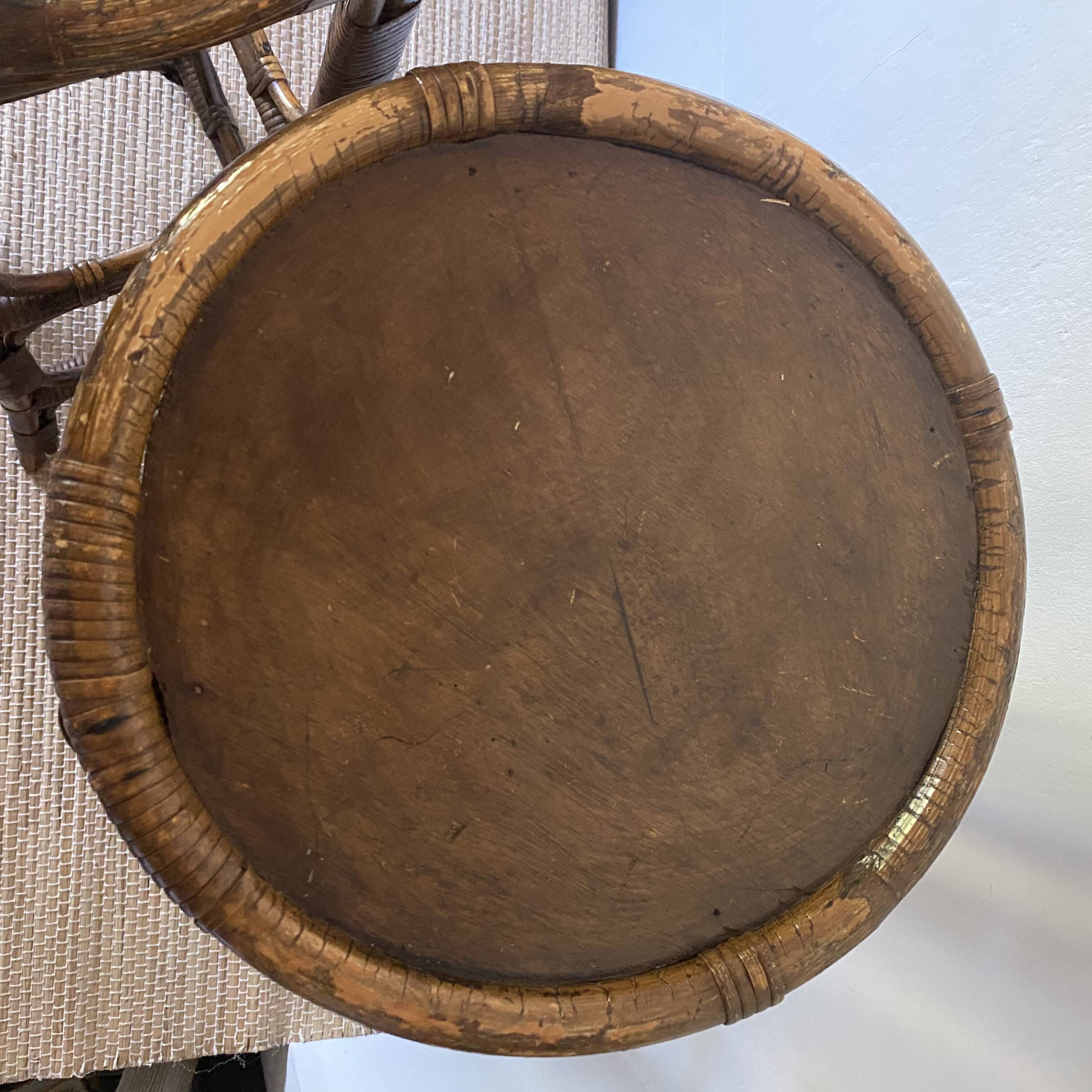 Vintage rattan bar stools or plant holder
