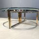 Large coffee table set in brass and glass, 1970s