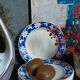 Cinq assiettes à dessert de Badonviller aux fleurs