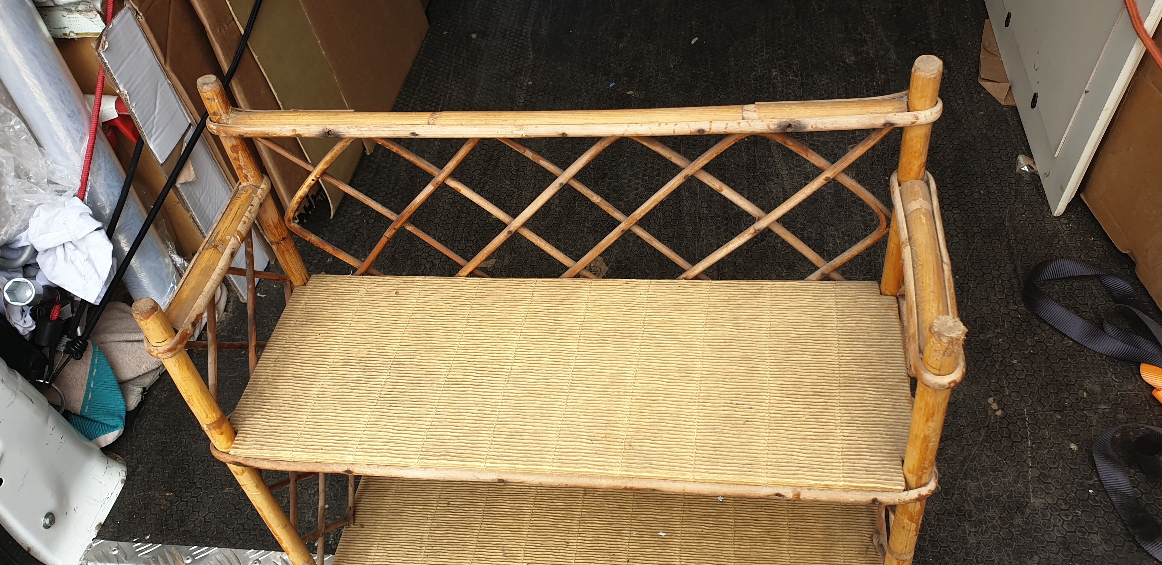 Colonial style rattan wall shelf