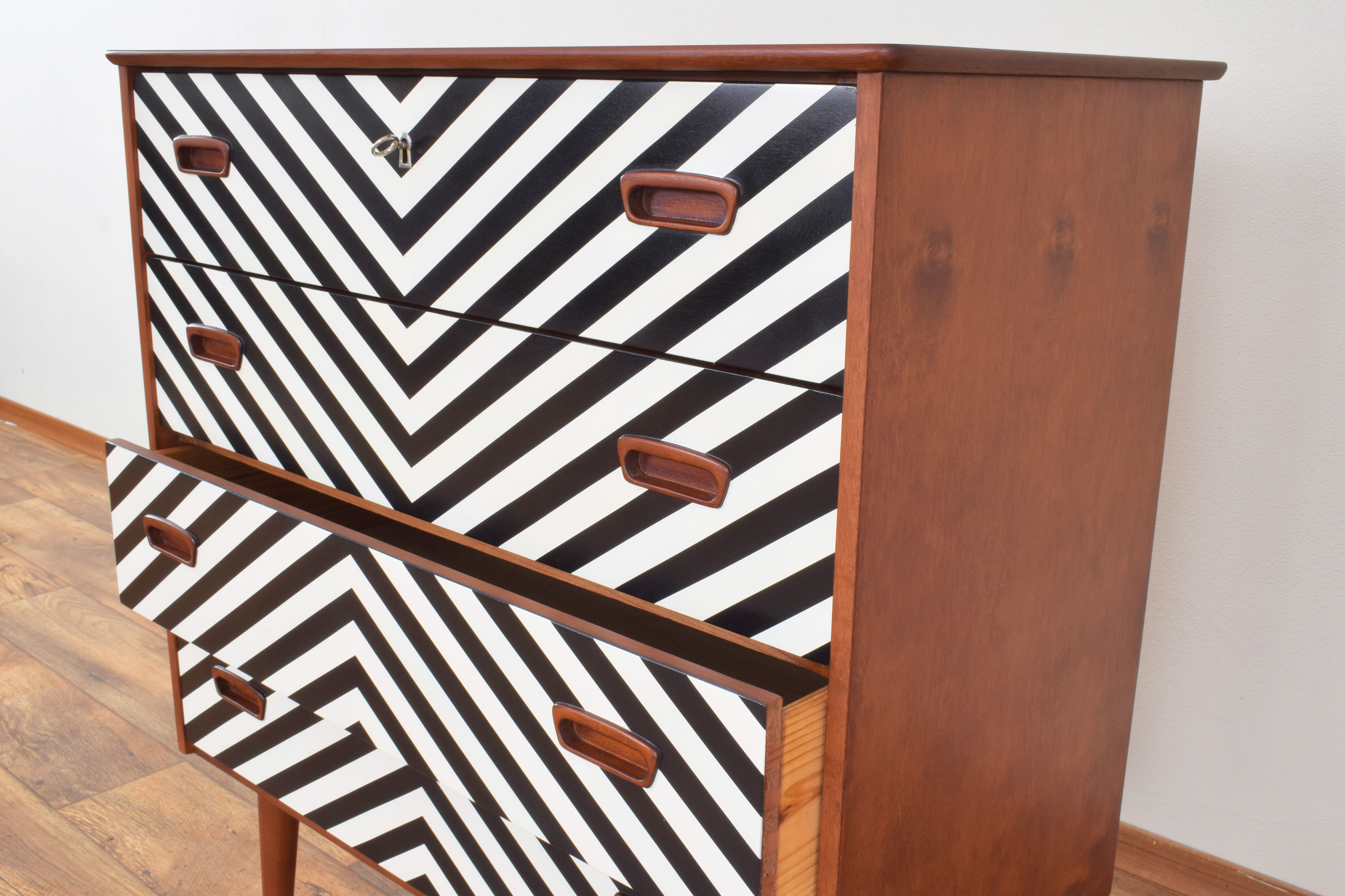 Mid-Century Danish Op-Art Chest of Drawers, 1960s.