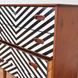 Mid-Century Danish Op-Art Chest of Drawers, 1960s.