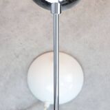 Vintage arc table lamp in white and chrome from meblo, 1980s