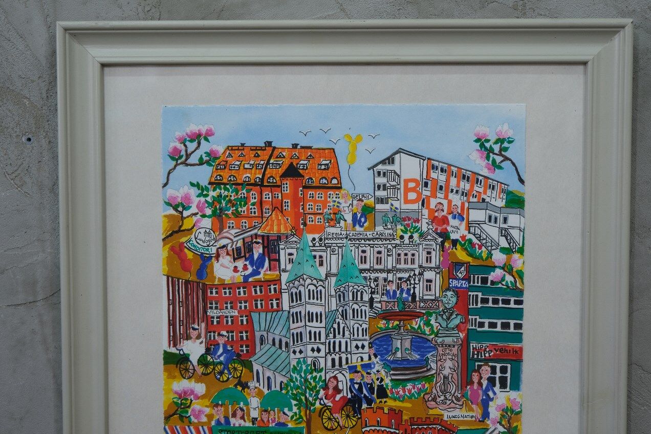 Hand signed modern lithograph by Gunilla Mann, 1990s.