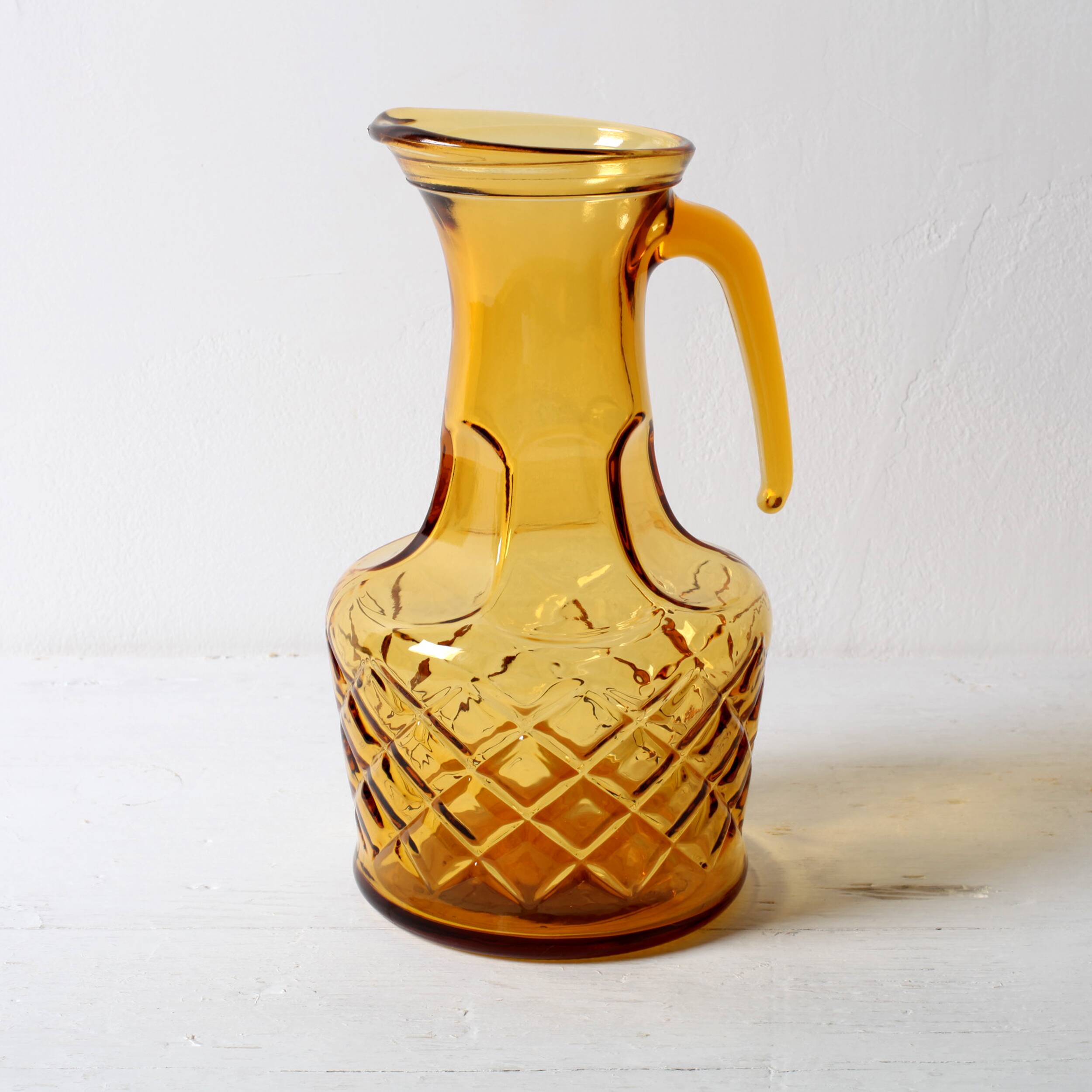 Vintage Designer Italian Amber Glass Carafe / Mid-century Jug / Bormioli