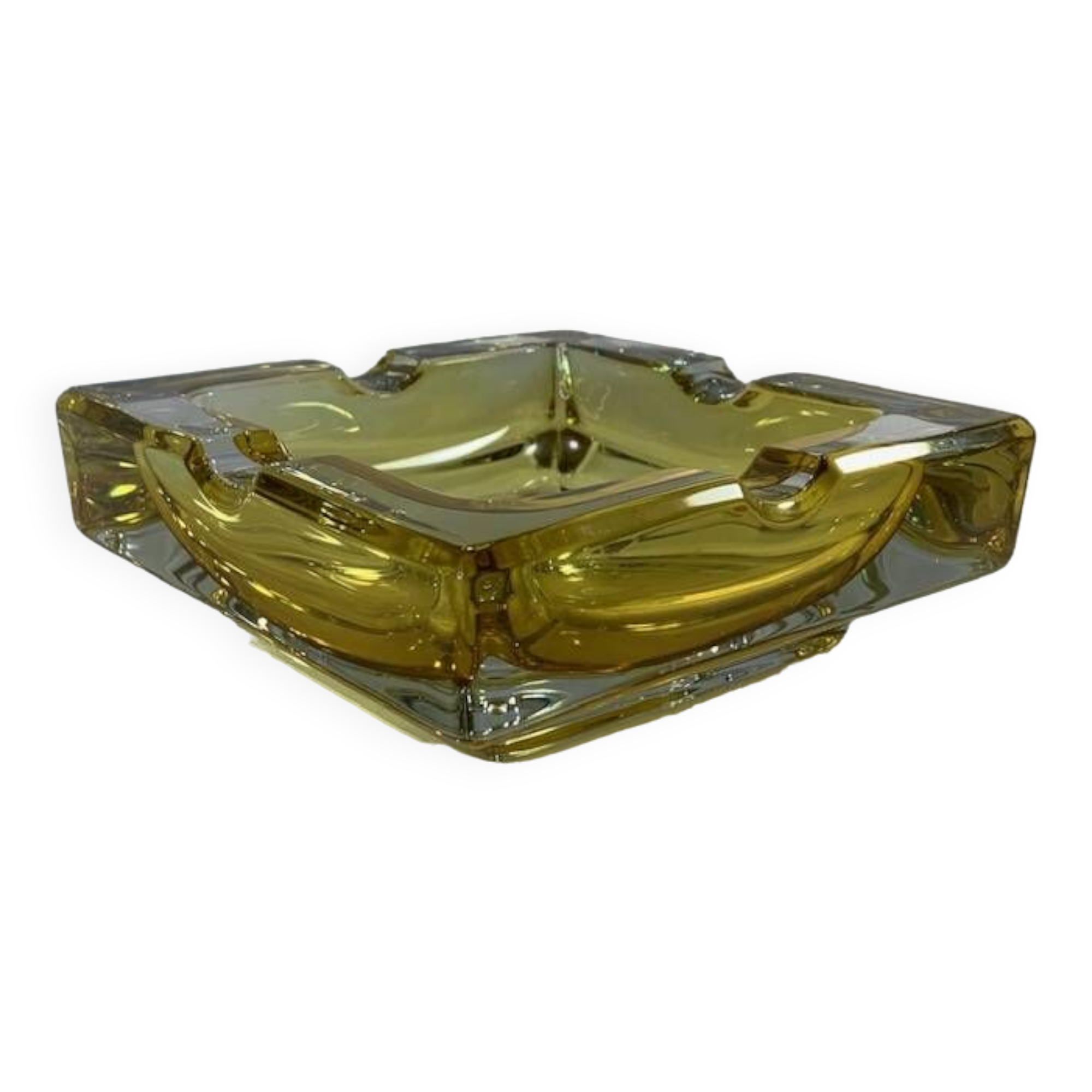 Adnet vintage leather crystal ashtray
