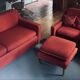 Vintage sofa set airborne & 2 armchairs & a footrest