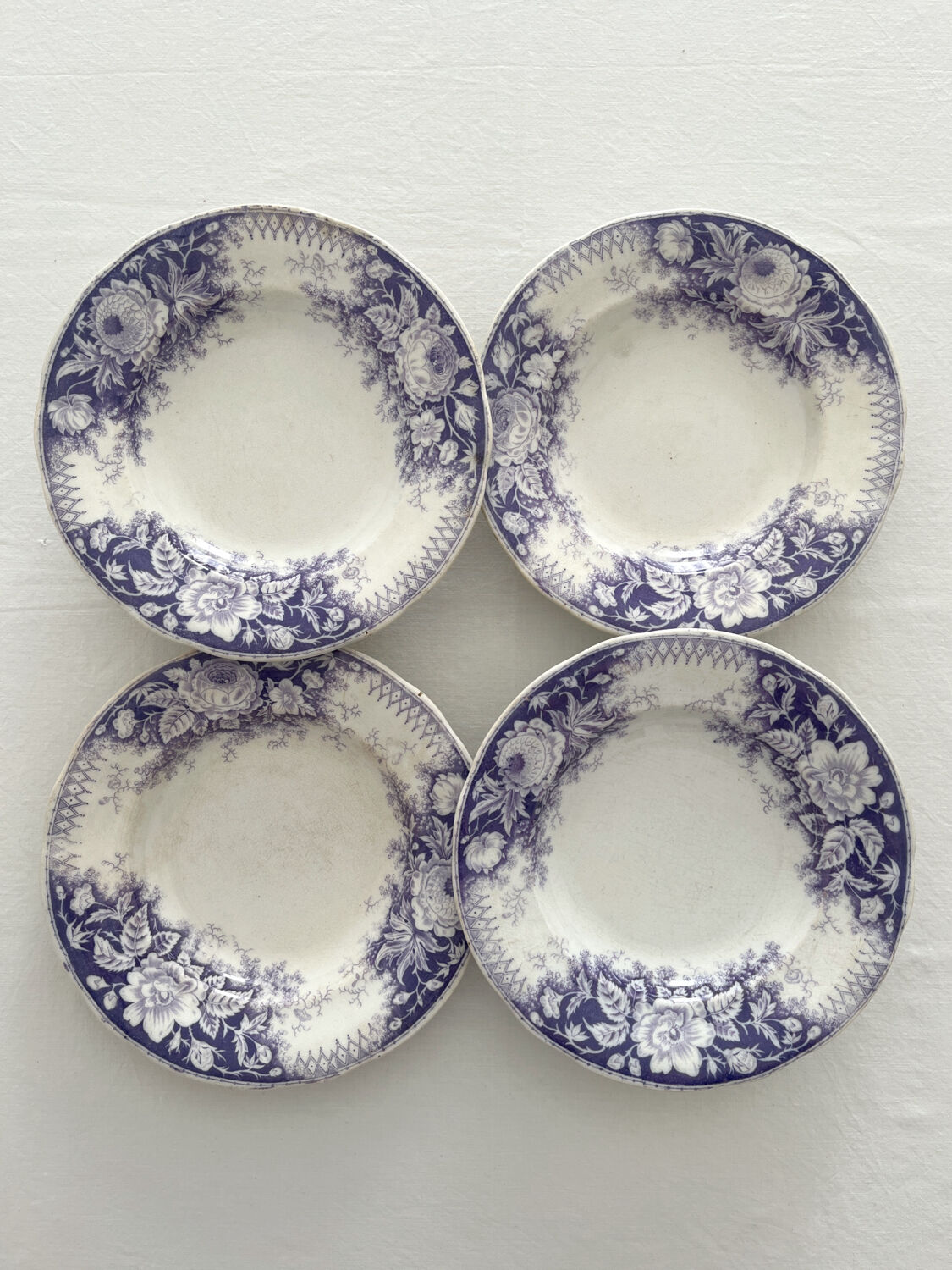 4 Sarreguemines "Jardinière" ironstone soup plates