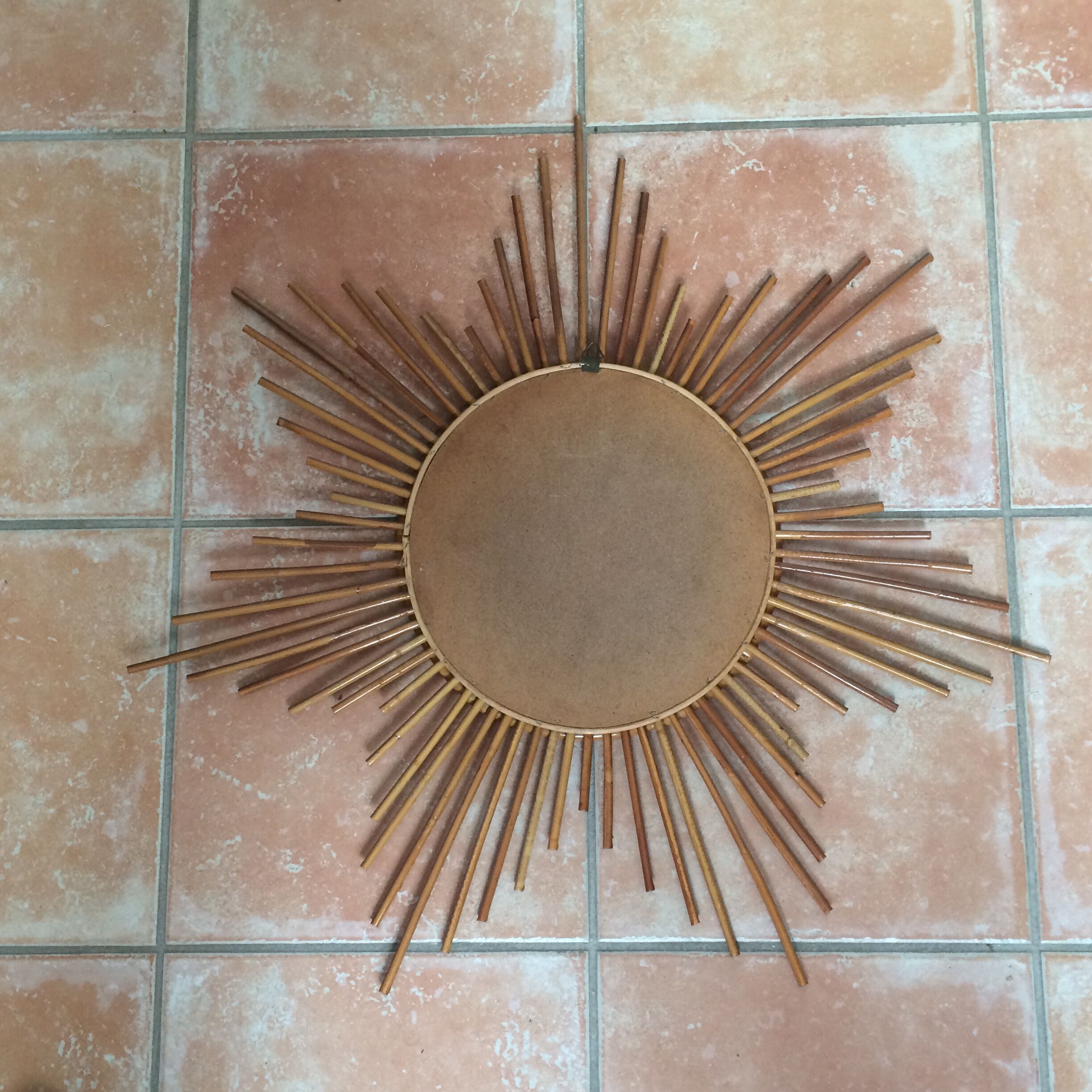 rattan sun mirror 70cm, 60s.