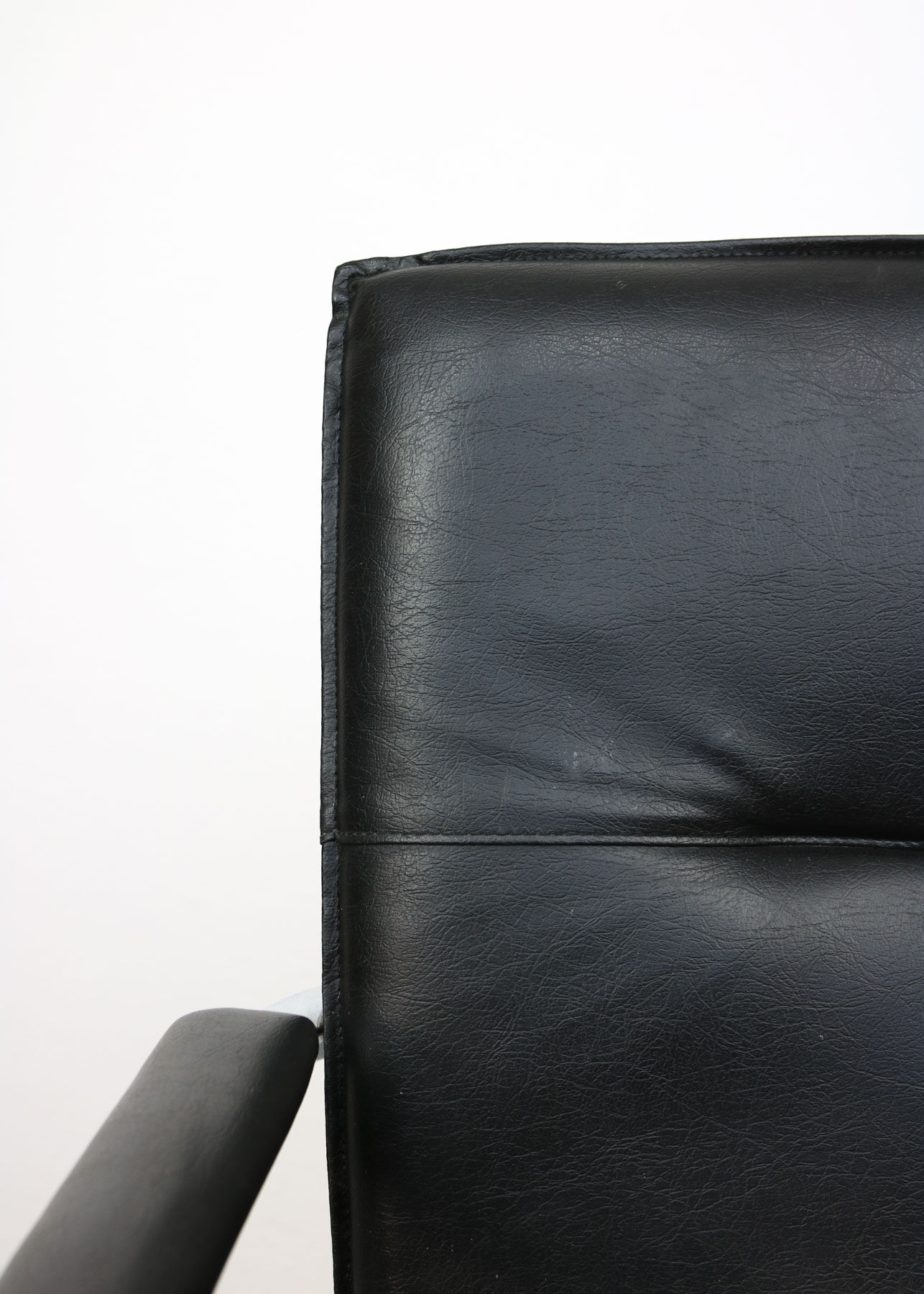 Vintage black leatherette office cantilever chair, 1970s