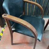 Pair of wooden and leatherette armchairs from the 80s