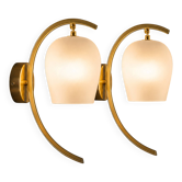 Pietro Chiesa for Fontana Arte Brass Glass Sconces Wall Lights, Italy 1940s