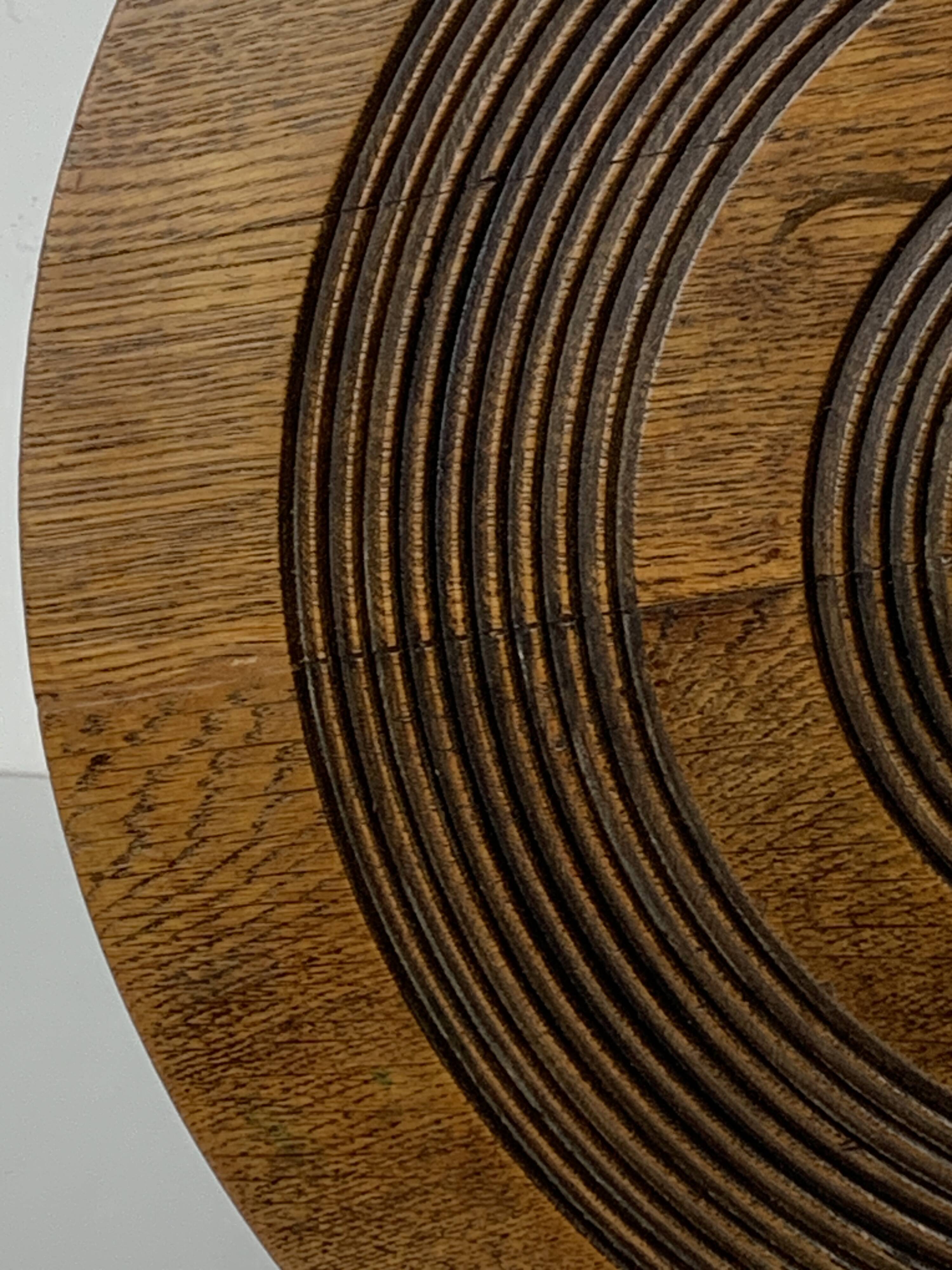 Brutalist Wood Turned Wine Press Side Table in the style of Charles Dudouyt