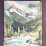 Toile ancienne montagne