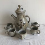 Joël Baudouin ceramic coffee maker and five cups set