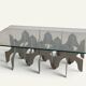 Minimalist sculptural coffee table in metal and glass – 1970