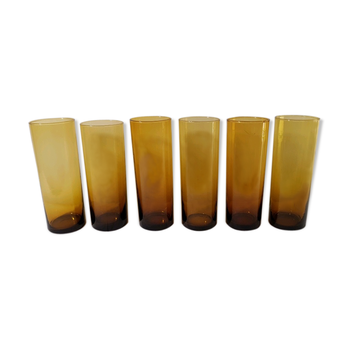 6 glasses amber glass