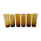 6 glasses amber glass