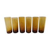 6 glasses amber glass