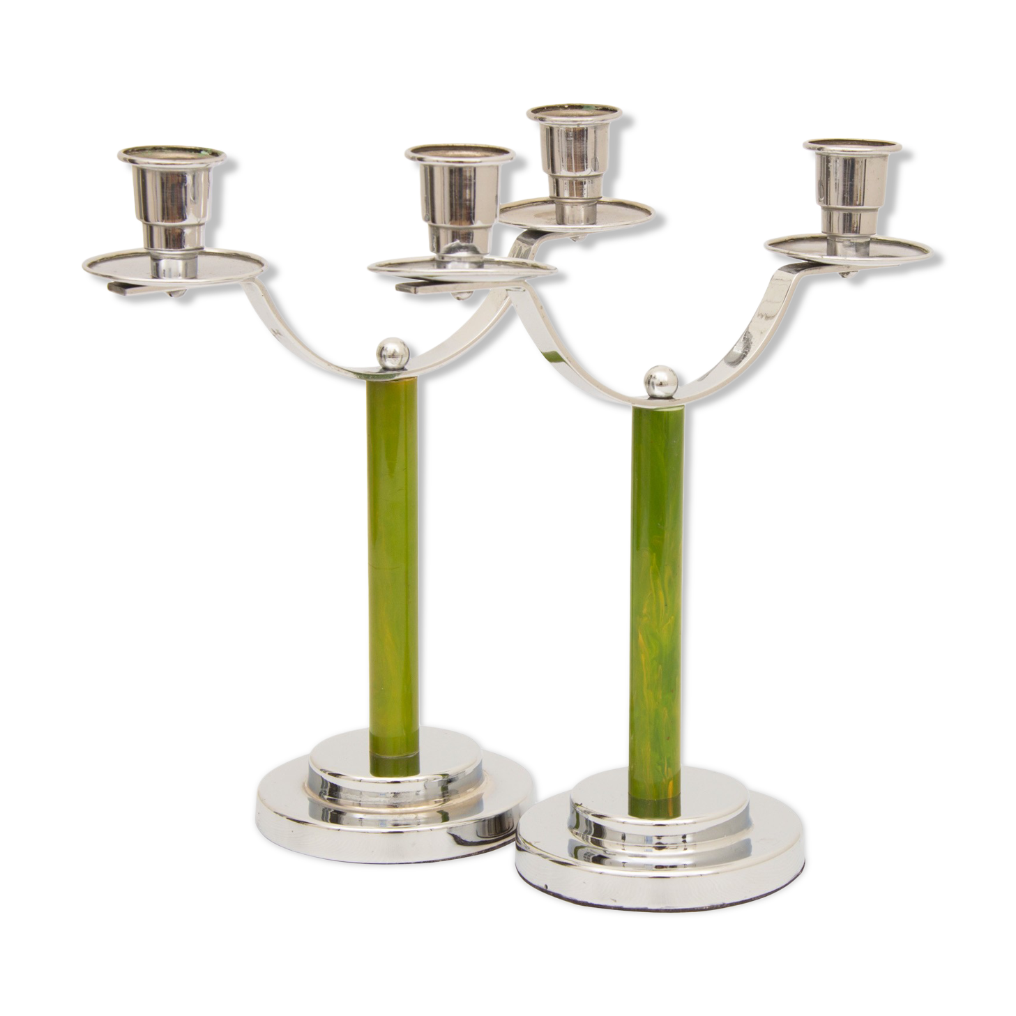 A pair of art deco candlesticks
