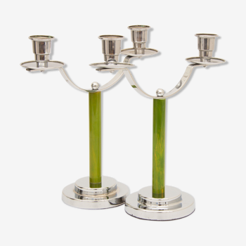 A pair of art deco candlesticks