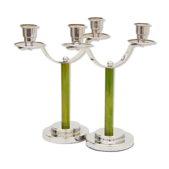 A pair of art deco candlesticks